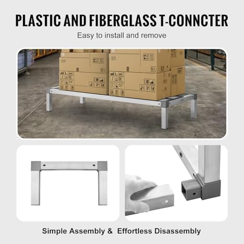 VEVOR Aluminum Dunnage Rack, 48” x 20” Commercial Food Floor Rack, 8” Off the Floor, 1000 lbs Capacity All-Welded Aluminum Storage, for Storage in Restaurants, Kitchens, Garages and Vehicles - Image 4