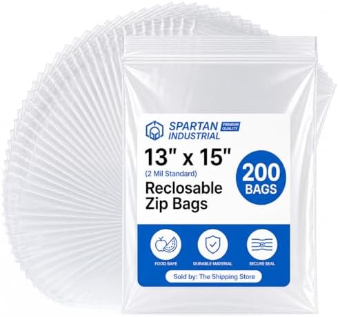 13” X 15” (200 Count) 2 Gallon Clear Reclosable Zip Plastic Poly Bags by SpartanIndustrial