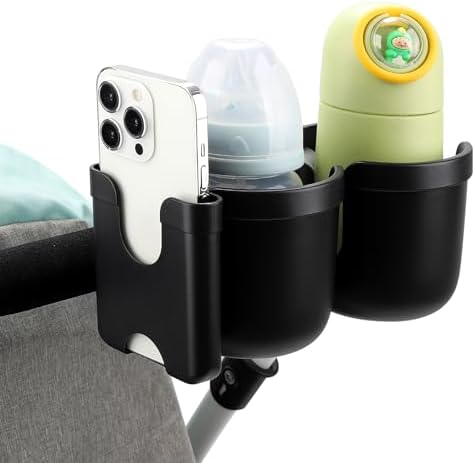 Accmor Stroller Cup Holder with Phone Holder, Bike Cup Holder, Walker Scooter Wheelchair Cup Holder Attachment, Universal Cup Holder for Uppababy Graco Strollers - Image 4