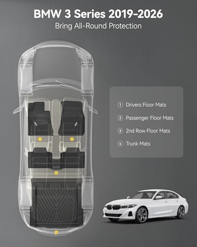 3W Floor Mats & Cargo Liner for 2019-2026 BMW 3 Series G20 330i Sedan - Image 3
