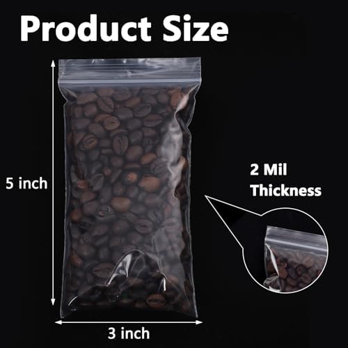 1000 PCS 3" x 5" Small Plastic Bags 2 Mil Mini Clear Plastic Poly Bag - Image 2