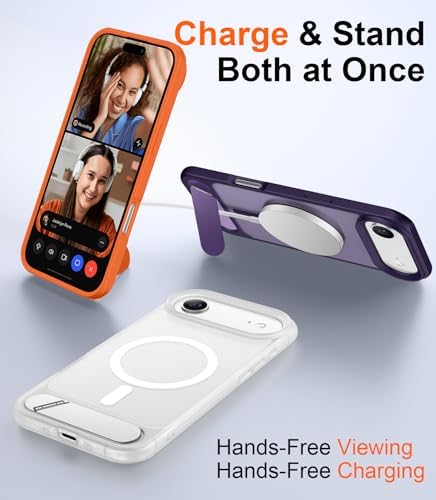 Temdan Designed for iPhone Air Case, [Built-in Invisible Kickstand][Compatible with MagSafe][Military Grade Shockproof] Slim Translucent Matte Phone Case 6.5 inch (Clear Matte) - Image 3