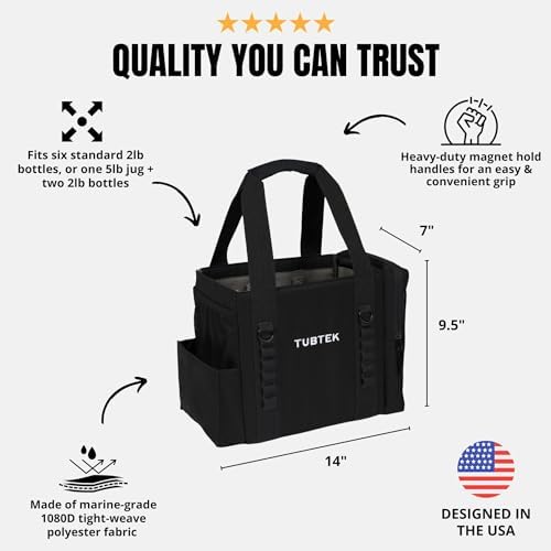 TUBTEK Hot Tub Chemical Bag (Black) | Hot Tub Storage For All Your Hot Tub Chemicals & Hot Tub Accessories | Holds All Major Chemical Brands and Essential Spa Accessories for Hot Tub - Image 4