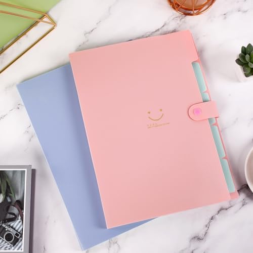 SKYDUE Expanding File Folder 5 Pockets, Skydue Letter A4 Paper Accordion Document Organizer (Pink) - Image 6