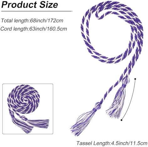 GraduationMall Graduation Honor Cord 68" Purple White - Image 4