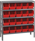Quantum Storage Systems 1839-204RD Store More Steel Shelving Unit with 6" Shelf Bins, 18" D x 36" W x 39" H, Red by QuantumStorageSystems