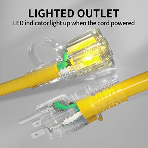 POWGRN 2 Pack 6 FT 12/3 Outdoor Extension Cord Waterproof, Short Power Cord - Image 2