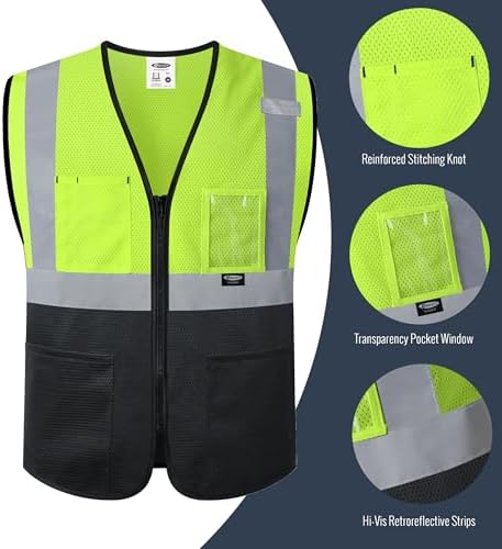 JKSafety Safety Vest for men women Hi Vis Vest with Pockets and Zipper High Visibility Construction Vests BX310 - Image 3