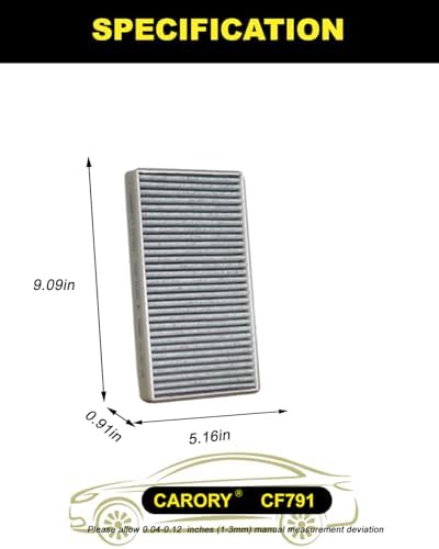 CARORY Cabin Air Filter w/Activated Carbon for Chevy, GMC, Cadillac Select Models - Silverado 1500/2500, Suburban, Avalanche 1500, Tahoe, Sierra 1500, Yukon, Escalade, and More, CF791 - Image 2