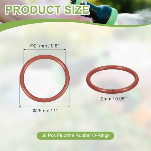 50pcs Fluorine Rubber O-Rings 25x21x2mm Metric FKM Sealing Gasket - Image 2