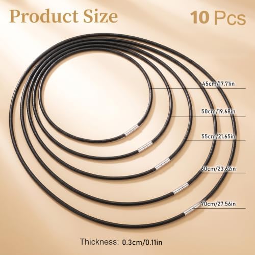 10 Pcs Leather Cord Necklace Black Leather Necklace Cord Polyester - Image 2