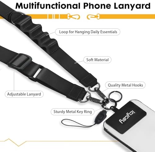 Icycay Phone Lanyard Crossbody Strap Neck Adjustable Teacher Women Black - Image 3