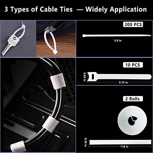 White Cable Management Organizer Kit 4 Cable Sleeve Split 311Pcs - Image 4