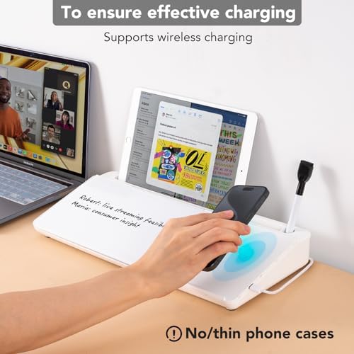 Varhomax Glass Desk Whiteboard with Wireless Charger, Desktop Dry Erase White Board with Storage, to Do List Memo Notepad for Home and Office - Image 3