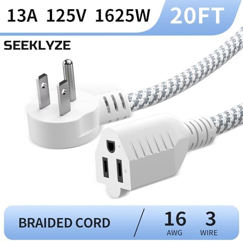 16 Gauge Braided Extension Cord 20 FT, Flat Plug Power Cord Indoor - Image 2