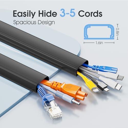 Large Cord Hider - 47in Wire Hiders for TV on Wall, Paintable Cable Hider, X-Large Cable Management Kit, Cord Hiding for Wall, W1.6in H0.8in, Black - Image 2