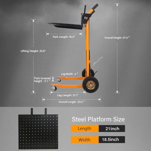 Apollo Hydraulic Material Lift Pallet Truck Dolly 440 Lbs Capacity - Image 2