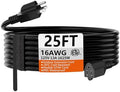HUANCHAIN Black Extension Cord 25 FT, 16 Gauge, Outdoor Electric Cable by huanchain