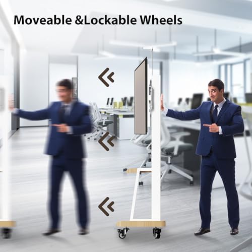 Height Adjustable Mobile TV Stand for 32-75" TVs,180 lbs White - Image 5
