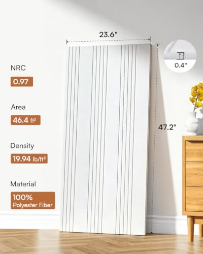 SODOCT 6 Pack Large Acoustic Panels, 47.2" X 23.6" X 0.4" Sound Proof Panels for Walls, Decorative Wall Panels for Home Studio & Office, White - Image 2