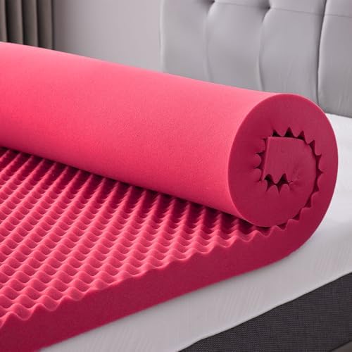 SINWEEK 3 Inch Egg Crate Memory Foam Mattress Topper Twin XL, Twin Extra Long Mattress Pads for College Dorm Room, Pressure Relieve CertiPUR-US Certified, 39x80 Inches, Pink by SINWEEK