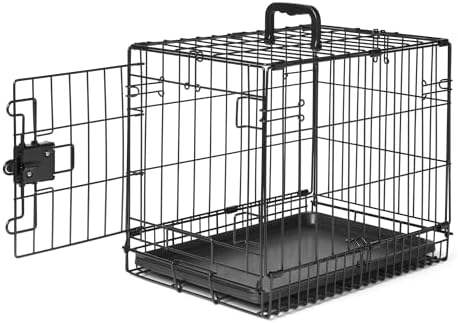 Amazon Basics Durable, Foldable Metal Wire Dog Crate with Tray, Single Door, 18 x 12.4 x 15 in, Black by AmazonBasics