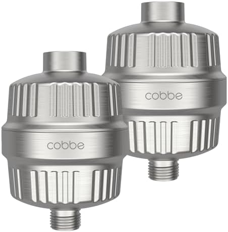 Cobbe HD HEAVY DUTY High Output Shower Filter 2 Pack – 99% REMOVAL Shower Head Filter for Hard Water, Heavy Metals, Chlorine and Harmful Substance, Improve your skin and hair, Brushed Nickel by Cobbe