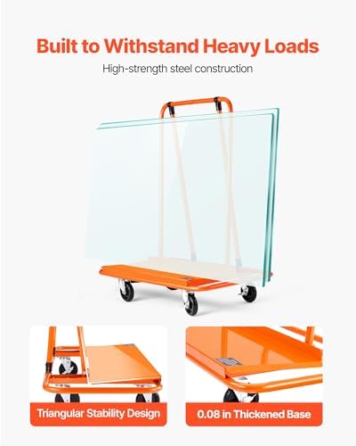 VEVOR Heavy-Duty Panel Dolly, Drywall Cart Features 45.28" x 21.8" Deck & 5" Swivel Wheels, Drywall Sheet Cart, Handling Wall Panel, Sheetrock, Lumber, Ideal for Garage, Home, Warehouse - Image 5