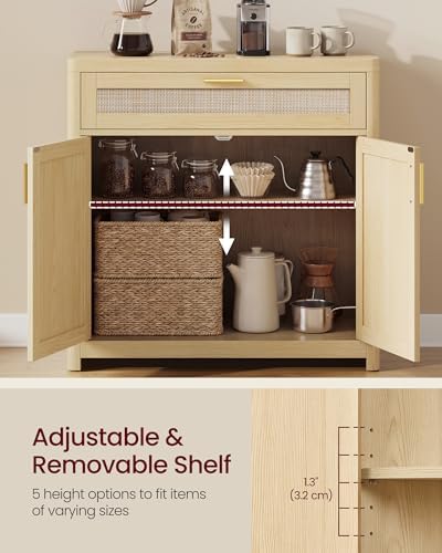VASAGLE Boho Buffet Cabinet with Rattan-Look Doors, Adjustable Shelf - Image 5