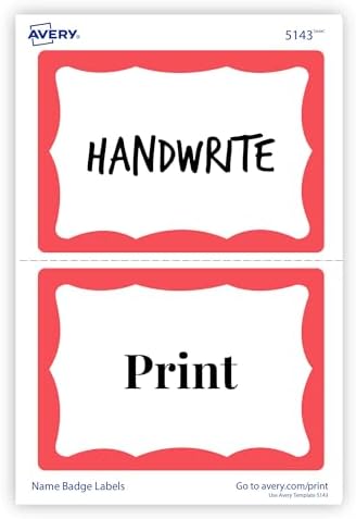 Avery Name Tags, White with Red Border, Packs of 100 per Pack, 18 Packs, 1,800 Removable Name Badges Total (05143) - Image 5