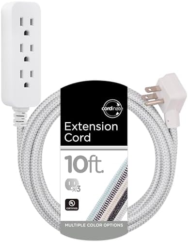 Cordinate 3 Outlet Power Strip Surge Protector 10 Ft Braided Extension Cord by Cordinate