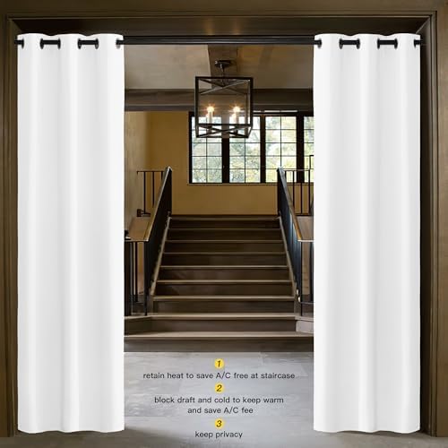 NICETOWN Curtains & Drapes for Door Tapestry, 80 inches Long Door Curtains for Bathroom Pantry Bedroom Closet (White, 1 Panel, 2.8ft Wide x 6.7ft Long) - Image 2