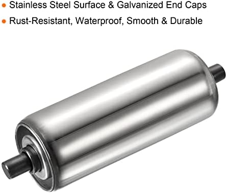 PATIKIL Conveyor Roller 2" Diameter 6" Length, 2 Pack Stainless Steel Gravity Transmission Replacement Part Galvanized End, Silver - Image 3