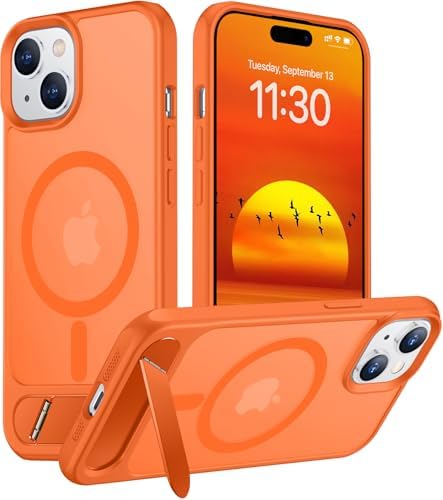 Temdan Magnetic Compatible with iPhone 15 Plus Case & iPhone 14 Plus Case, [Built-in Invisible Kickstand][Compatible with MagSafe][Military Grade Shockproof] Slim Translucent Matte Phone Case 6.7" by Temdan