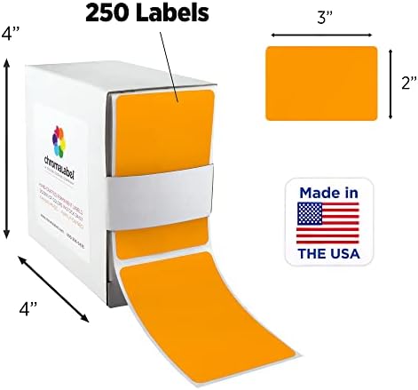 ChromaLabel Fluorescent Orange Rectangle Labels, 2 x 3 Inch, 250/Box - Image 2