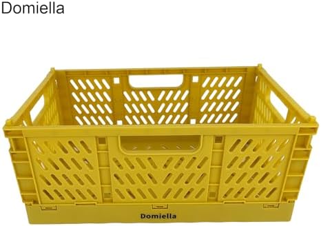 2 Pack Stackable Storage Crates, Plastic Foldable Baskets Small Golden - Image 6