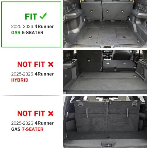 KUST Trunk Cargo Mat for 2025-2026 Toyota 4Runner Gas Accessories 5 Seats Only (Not for Hybrid or 7-Seats), Rear Cargo Liner with Back Seat Protector, TPE Rubber, Raised Edge, All Weather Protection - Image 3