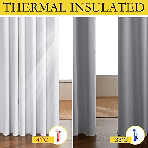 NICETOWN White 100% Blackout Linen Insulated Patio Curtain 84 inch Long - Image 5