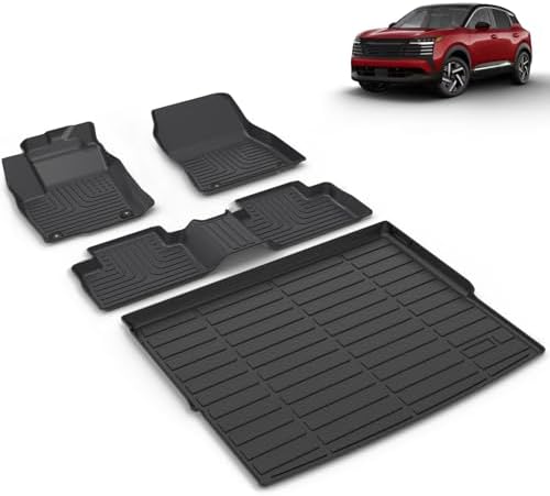 All Weather Car Floor Mats & Cargo Liner Set Fit for Nissan Kicks 2025 2026 SR SV(Not Fit S) Floor Liners Trunk Liner Kicks Cargo Mat Accessories Black by VOUKIY