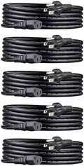 Amazon Basics PC Power Cord, 10 feet, Compatible with Monitor, Computer, TV, 3 Prong, 18 AWG, 125 Volts, Black, 5-Pack by AmazonBasics