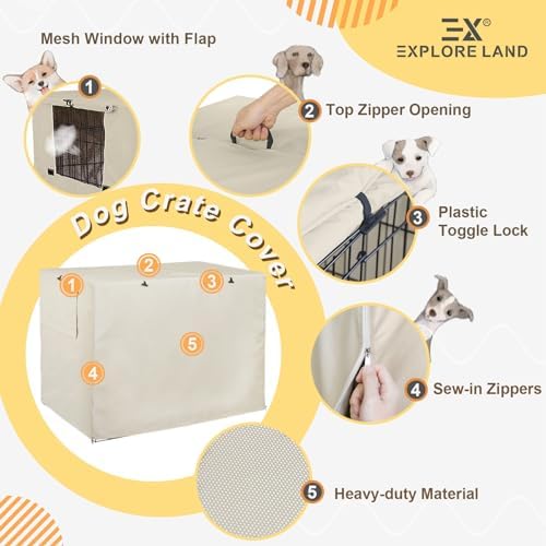 Explore Land Dog Crate Cover, 54 inches, Light Tan - Image 5
