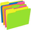 Pendaflex File Folders, 12-Pack, Letter Size, Twisted Glow Neon Assorted Reversible Colors, 1/3-Cut Staggered Tabs, Versatile Document Organizers for School Classrooms and Professional Office Desks by Pendaflex