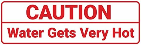 Standard Caution Water Gets Very Hot Sign (White/Red) - Medium 5 Pack by SignsByLITA