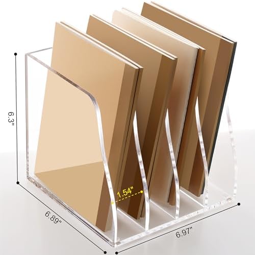 SANRUI Acrylic Desk File Organizer, Clear Magazine File Holder 4 Slot - Image 2
