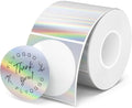 2 inch Round Holographic Thermal Sticker Labels, Waterproof & Rainbow Wave & Glitter Design, for Price/Name Tag, Barcode, DIY Custom Logo Design, Sliver(200Pcs/Roll) by FLYQGGO