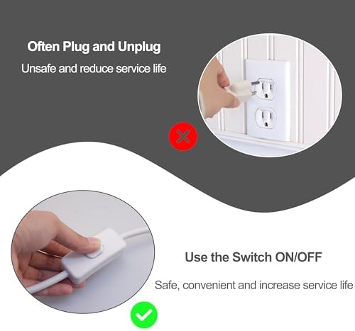 Long Extension Cord with Switch On/Off 3 Prong 18 AWG 6.56 FT Indoor Power Cord for Indoor Use - White - Image 4