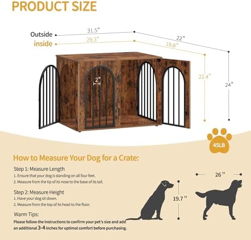 Hzuaneri 31.5'' Dog Crate Furniture,Dog Kennel Indoor for Small/Medium Dogs - Image 2