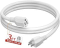Skrizcable 16/3 Short Extension Cord 3 FT, White Extension Cord Indoor by Skrizcable