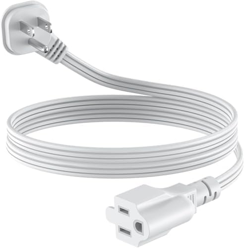 Flat Plug 3Ft Short Extension Cord, White 90-Degree Plug Low Profile Power Adapter, 3-Prong Indoor Grounded Small Extension Cord 16AWG 13A 1625W 1 Pack by LitStar
