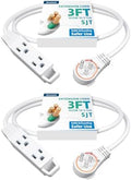 DEWENWILS 3FT 360° Extension Cord, 16/3C 13A/125V, ETL Listed, White 2 Pack by DEWENWILS